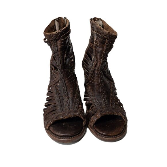 Freebird Bela Leather Braided Boho Heeled Boot SZ 6 Dark Brown Western - Picture 3 of 14